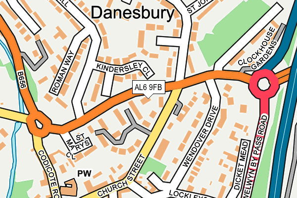 AL6 9FB map - OS OpenMap – Local (Ordnance Survey)