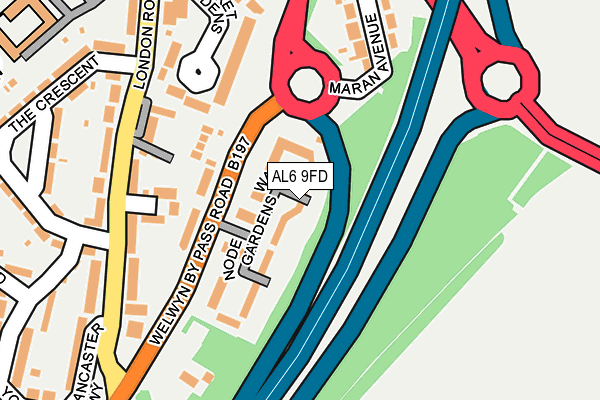 AL6 9FD map - OS OpenMap – Local (Ordnance Survey)