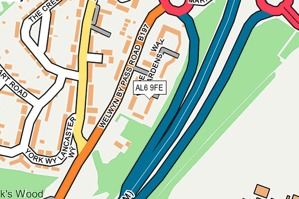 AL6 9FE map - OS OpenMap – Local (Ordnance Survey)