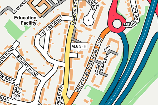 AL6 9FH map - OS OpenMap – Local (Ordnance Survey)