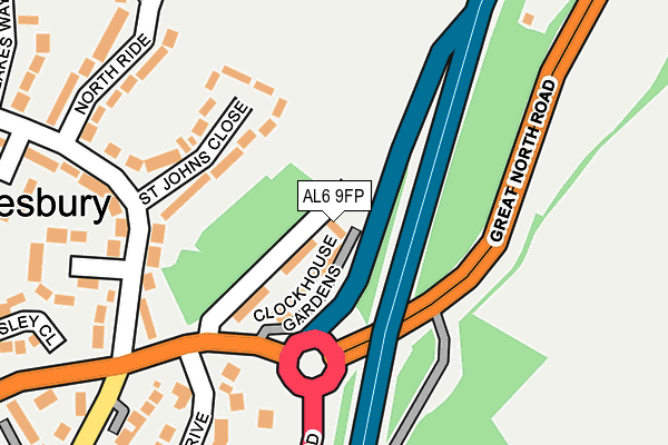 AL6 9FP map - OS OpenMap – Local (Ordnance Survey)