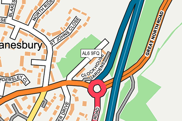 AL6 9FQ map - OS OpenMap – Local (Ordnance Survey)