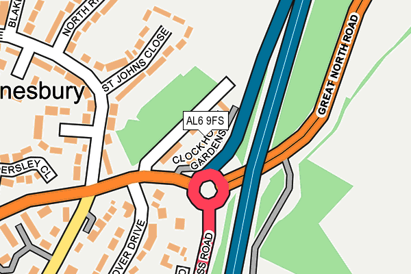 AL6 9FS map - OS OpenMap – Local (Ordnance Survey)