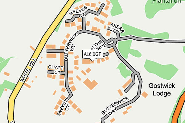 AL6 9GF map - OS OpenMap – Local (Ordnance Survey)