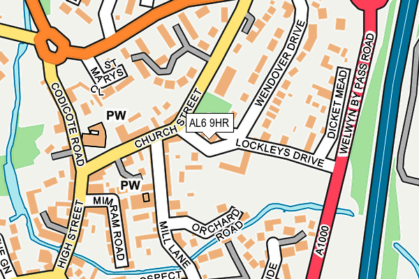 AL6 9HR map - OS OpenMap – Local (Ordnance Survey)
