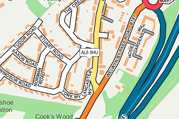 AL6 9HU map - OS OpenMap – Local (Ordnance Survey)