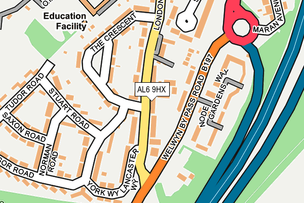 AL6 9HX map - OS OpenMap – Local (Ordnance Survey)