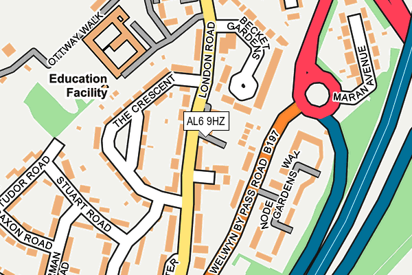 AL6 9HZ map - OS OpenMap – Local (Ordnance Survey)