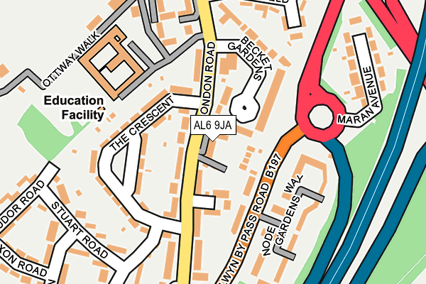 AL6 9JA map - OS OpenMap – Local (Ordnance Survey)