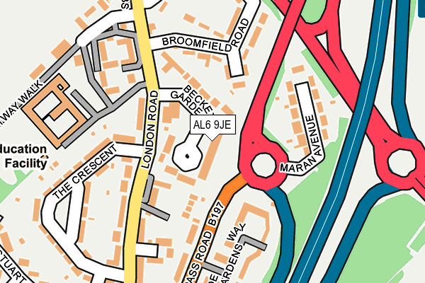 AL6 9JE map - OS OpenMap – Local (Ordnance Survey)
