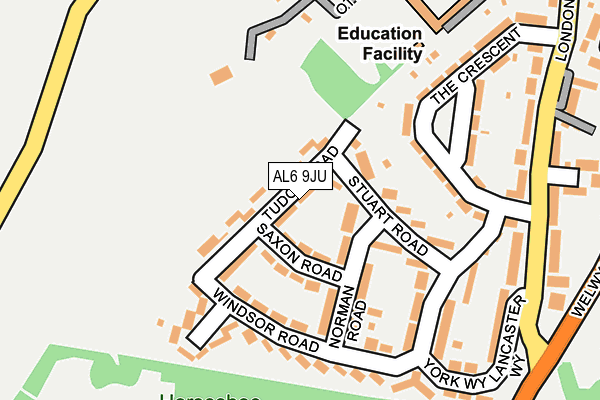 AL6 9JU map - OS OpenMap – Local (Ordnance Survey)