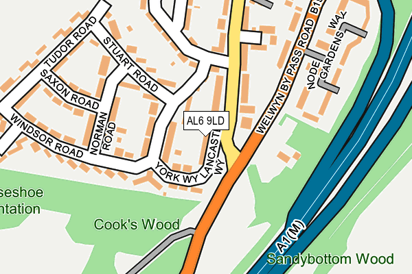 AL6 9LD map - OS OpenMap – Local (Ordnance Survey)