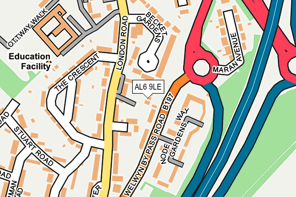 AL6 9LE map - OS OpenMap – Local (Ordnance Survey)
