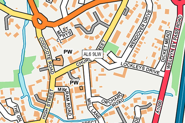 AL6 9LW map - OS OpenMap – Local (Ordnance Survey)