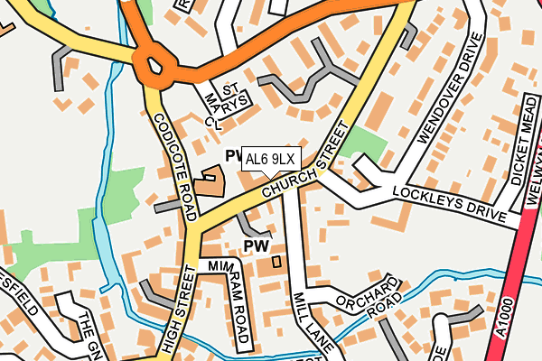 AL6 9LX map - OS OpenMap – Local (Ordnance Survey)