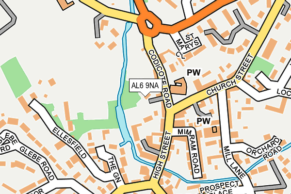 AL6 9NA map - OS OpenMap – Local (Ordnance Survey)