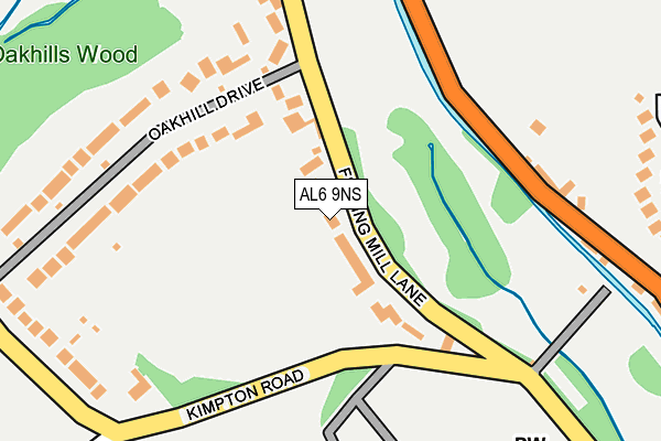 AL6 9NS map - OS OpenMap – Local (Ordnance Survey)