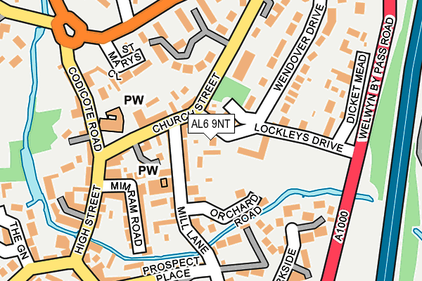 AL6 9NT map - OS OpenMap – Local (Ordnance Survey)