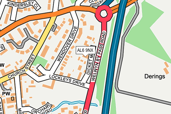 AL6 9NX map - OS OpenMap – Local (Ordnance Survey)
