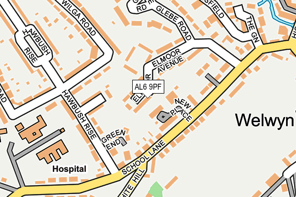 AL6 9PF map - OS OpenMap – Local (Ordnance Survey)