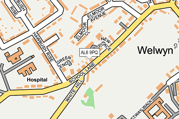 AL6 9PQ map - OS OpenMap – Local (Ordnance Survey)