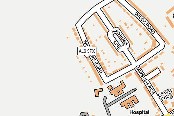 AL6 9PX map - OS OpenMap – Local (Ordnance Survey)