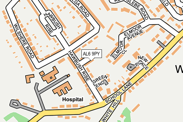 AL6 9PY map - OS OpenMap – Local (Ordnance Survey)