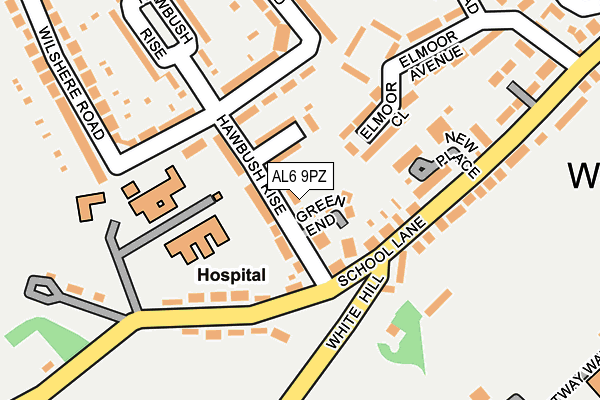 AL6 9PZ map - OS OpenMap – Local (Ordnance Survey)