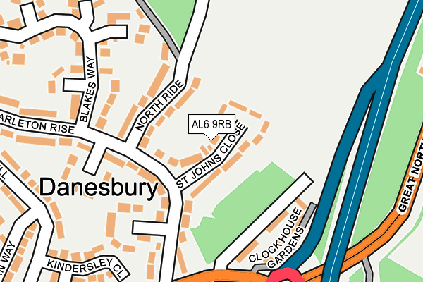 AL6 9RB map - OS OpenMap – Local (Ordnance Survey)