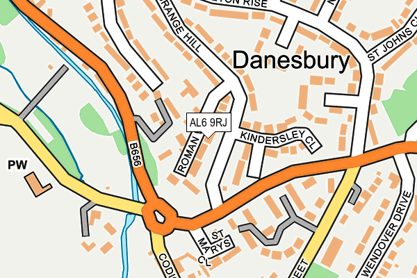 AL6 9RJ map - OS OpenMap – Local (Ordnance Survey)