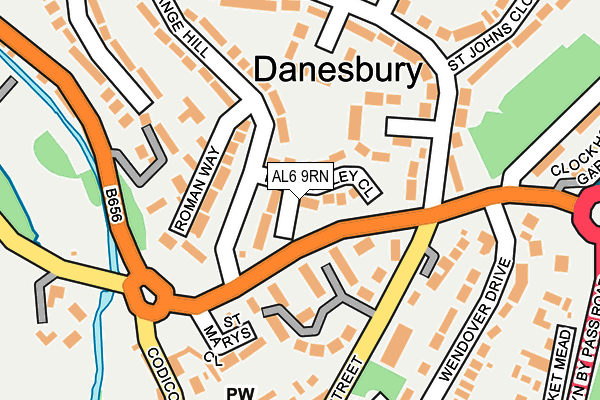 AL6 9RN map - OS OpenMap – Local (Ordnance Survey)