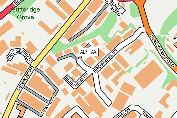 AL7 1AX map - OS OpenMap – Local (Ordnance Survey)
