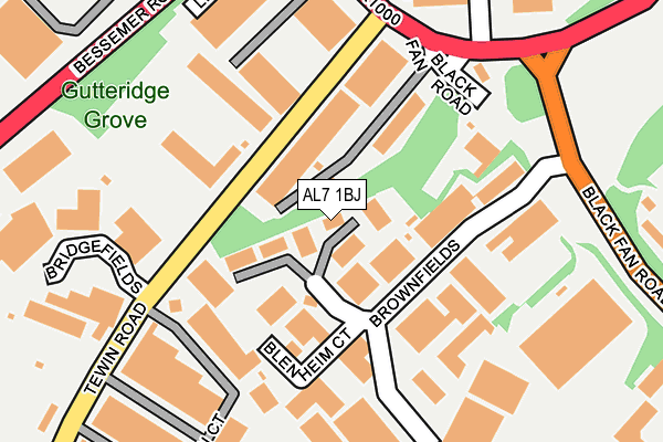 AL7 1BJ map - OS OpenMap – Local (Ordnance Survey)