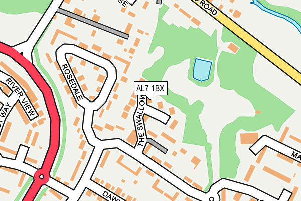 AL7 1BX map - OS OpenMap – Local (Ordnance Survey)