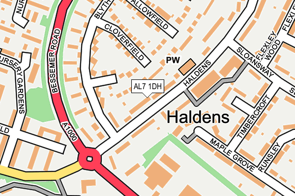 AL7 1DH map - OS OpenMap – Local (Ordnance Survey)