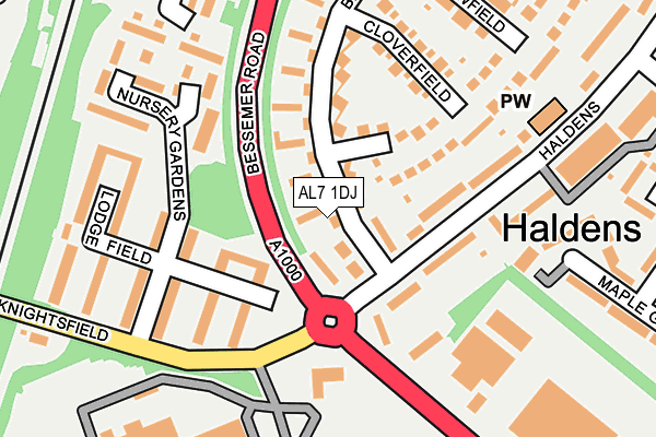 AL7 1DJ map - OS OpenMap – Local (Ordnance Survey)