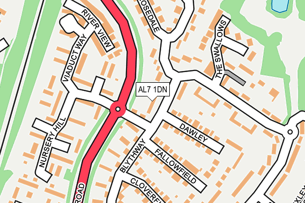 AL7 1DN map - OS OpenMap – Local (Ordnance Survey)