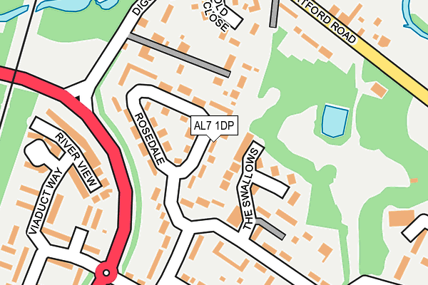 AL7 1DP map - OS OpenMap – Local (Ordnance Survey)