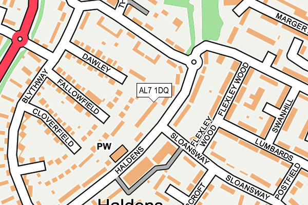 AL7 1DQ map - OS OpenMap – Local (Ordnance Survey)