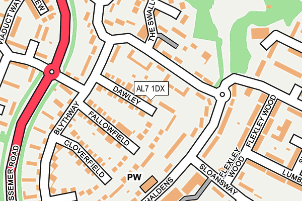 AL7 1DX map - OS OpenMap – Local (Ordnance Survey)