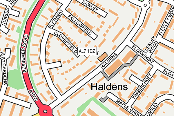 AL7 1DZ map - OS OpenMap – Local (Ordnance Survey)