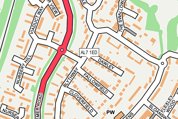 AL7 1ED map - OS OpenMap – Local (Ordnance Survey)