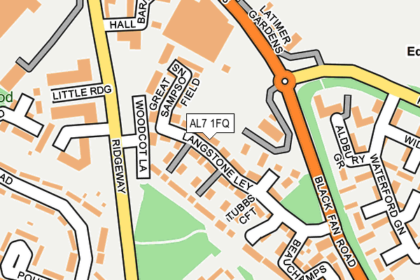 AL7 1FQ map - OS OpenMap – Local (Ordnance Survey)