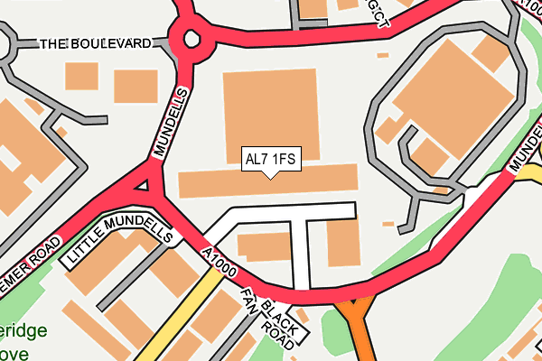 AL7 1FS map - OS OpenMap – Local (Ordnance Survey)