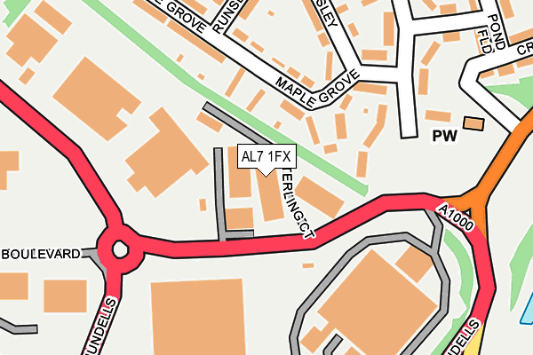 AL7 1FX map - OS OpenMap – Local (Ordnance Survey)