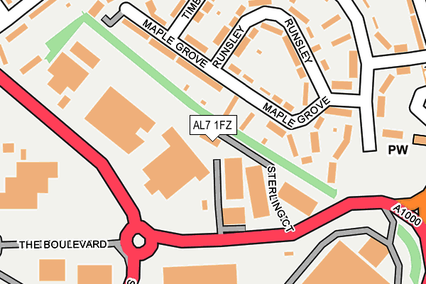 AL7 1FZ map - OS OpenMap – Local (Ordnance Survey)