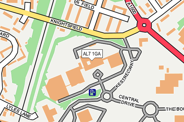 AL7 1GA map - OS OpenMap – Local (Ordnance Survey)
