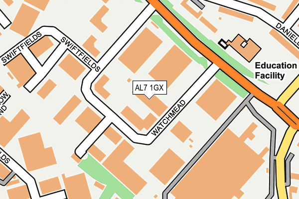 AL7 1GX map - OS OpenMap – Local (Ordnance Survey)