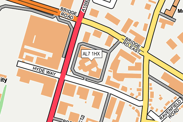 AL7 1HX map - OS OpenMap – Local (Ordnance Survey)