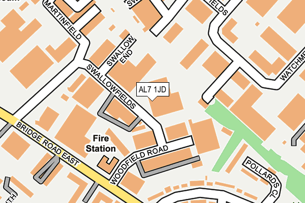 AL7 1JD map - OS OpenMap – Local (Ordnance Survey)